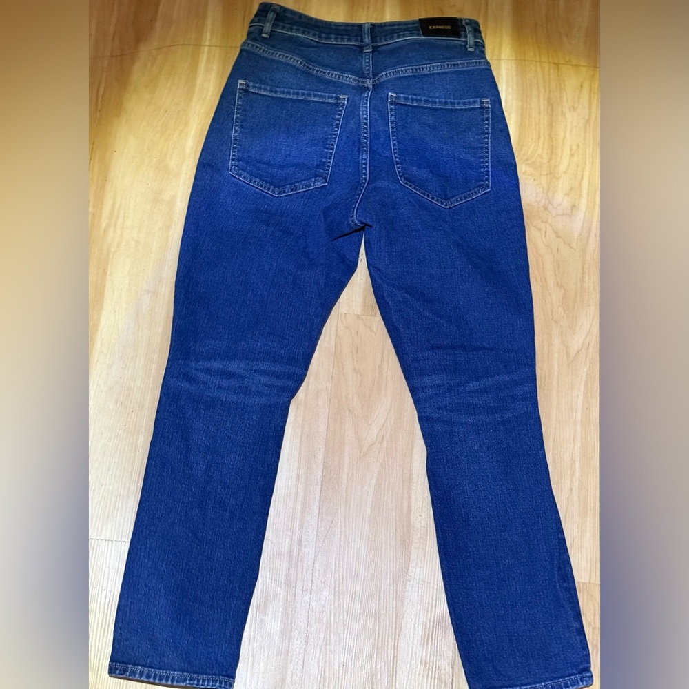 Express High Rise Ripped Indigo Jeans - Picture 2 of 8